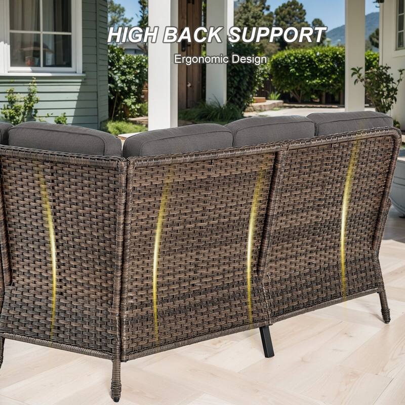 Gymojoy L-Shaped Outdoor Sectional Sofa Set with Patio Chairs Ottomans & Coffee Table