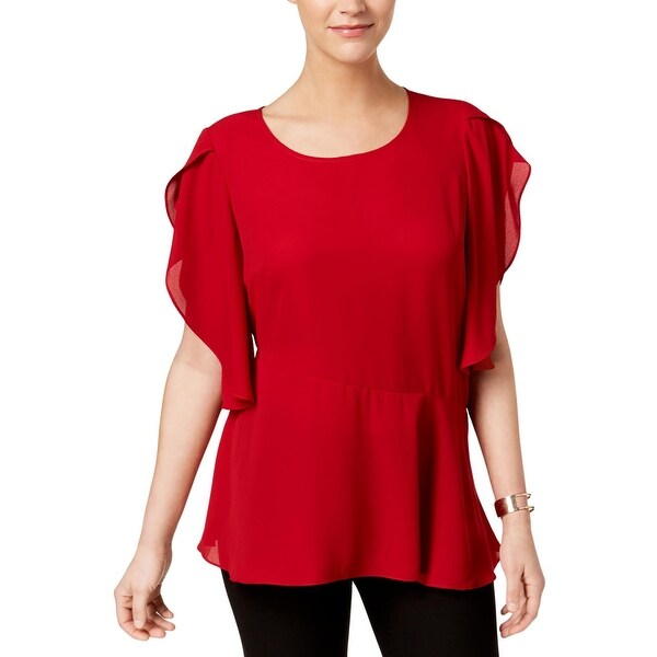 NY Collection Womens Blouse Asymmetric Printed