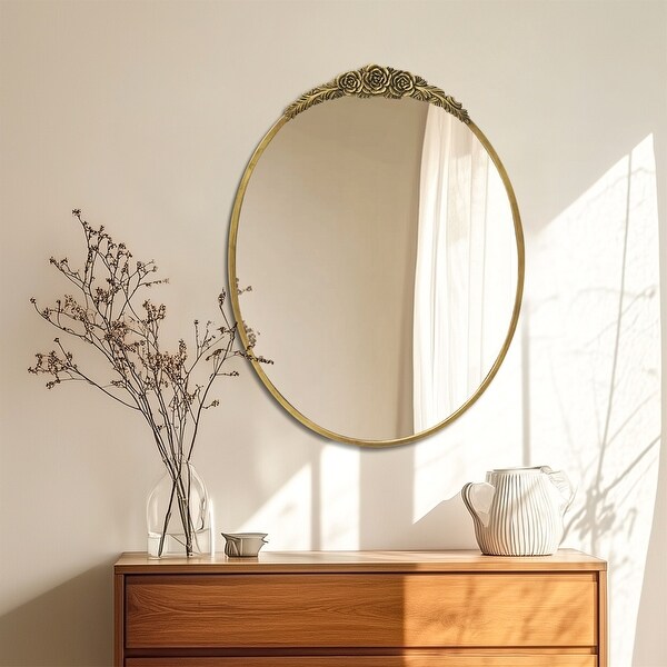 Vintage Oval Mirror Gold Frame Antique Glam Wall Mirror for