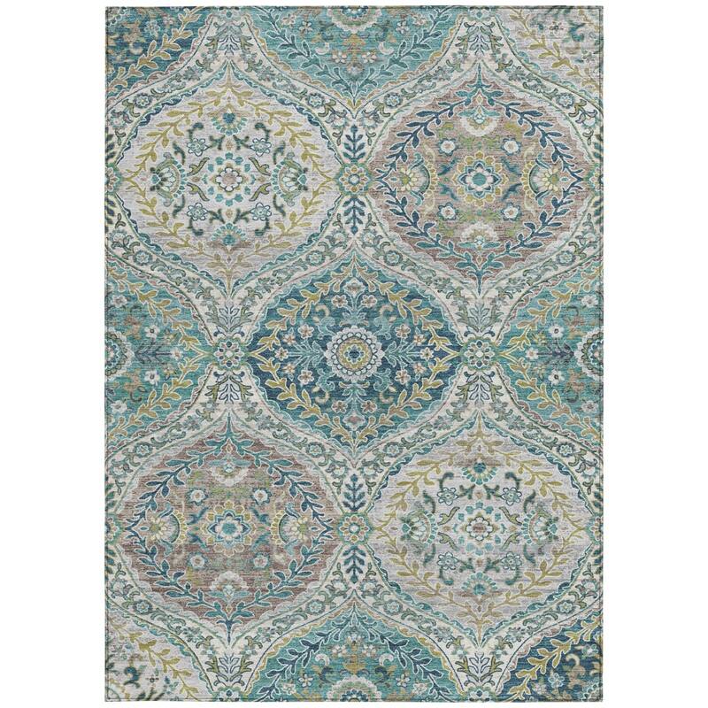 HomeRoots Floral Traditional Rectangle Outdoor Rug