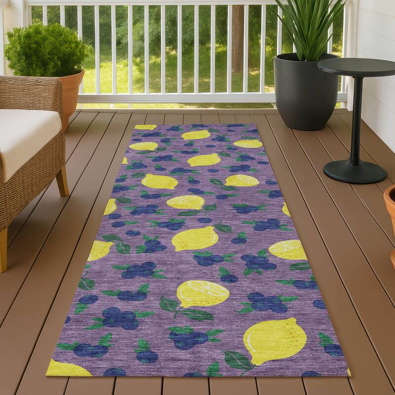 Machine Washable Indoor/ Outdoor Citrus Berry Chantille Rug - Lavender - 2'3" x 7'6"