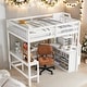 preview thumbnail 2 of 21, Full Size Loft Bed with Built-in L-Shaped Desk and 3-Tier Storage Shelves