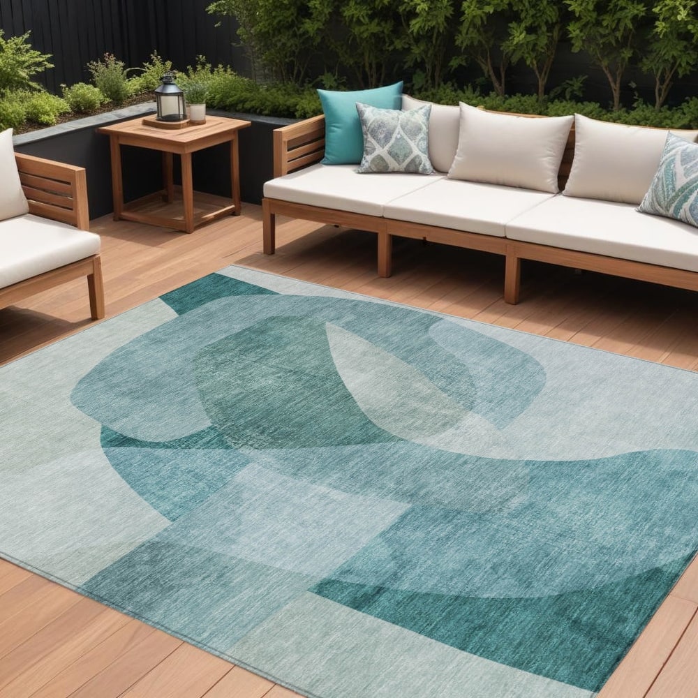 HomeRoots Abstract Transitional Rectangle Outdoor Rug