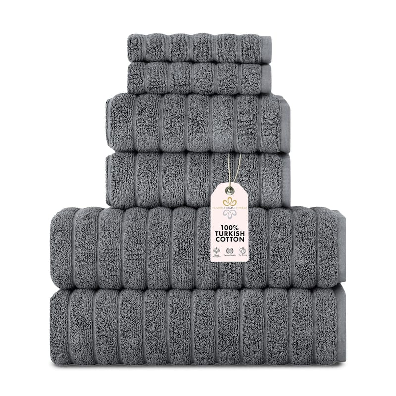 Brampton 6 Piece Luxury Turkish Cotton Towel Set - Grey