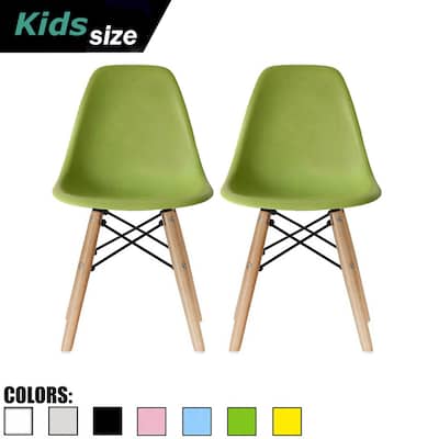 Set of Two Kids Toddler Chair Side Armless Natural Wood Legs Eiffel For Kitchen Desk Work Bedroom Playroom Preschool