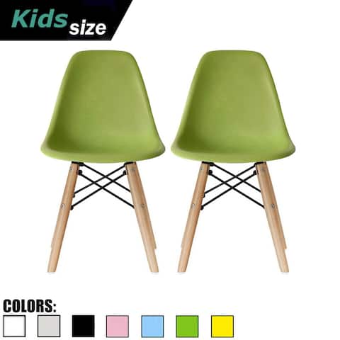 Set of Two Kids Toddler Chair Side Armless Natural Wood Legs Eiffel For Kitchen Desk Work Bedroom Playroom Preschool