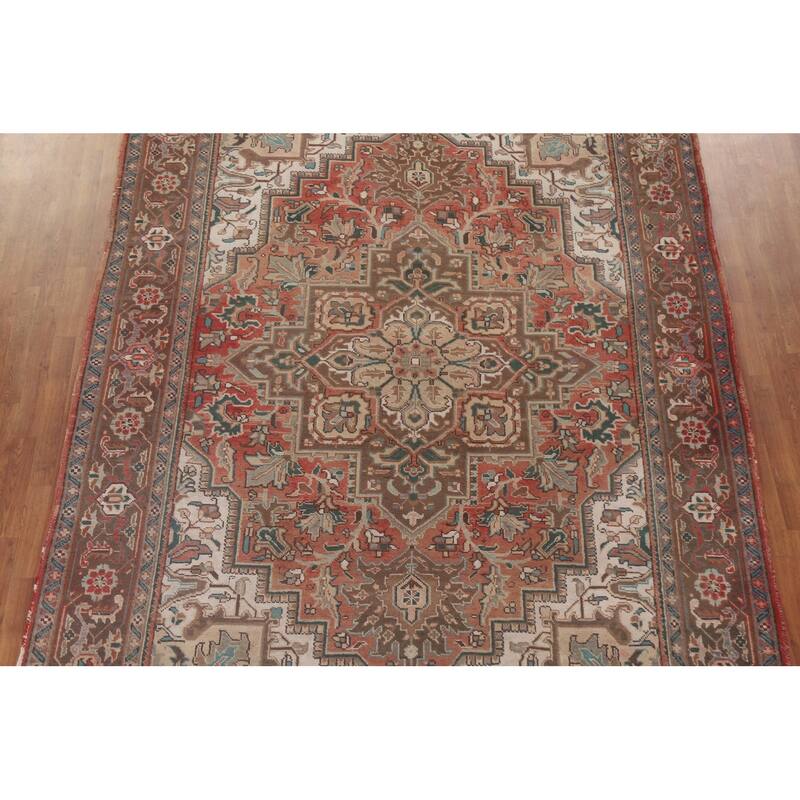 Hand Knotted Oriental 100% Wool Carpet Traditional Medallion Red Heriz Area Rug - 11' 5'' X 8' 5''