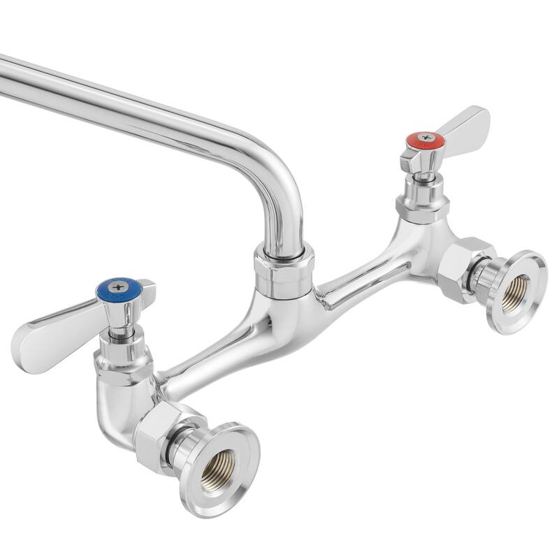 Commercial Wall Mount Sink Faucets 8in Center w Swivel Spouts NSF
