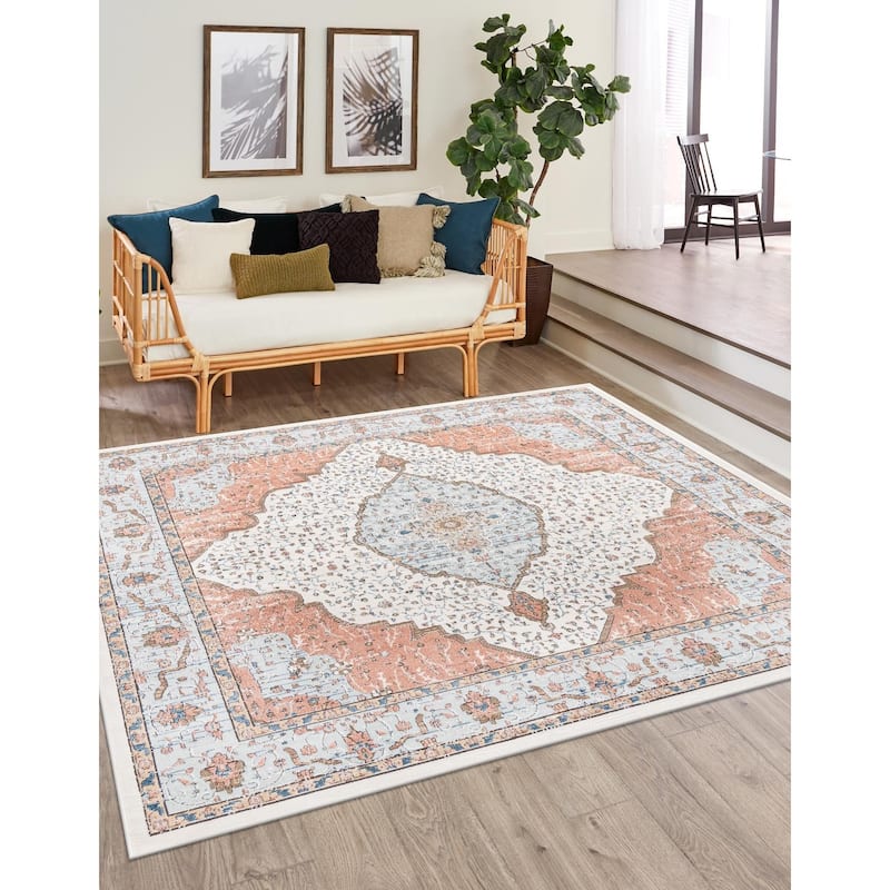Traditional Jeopok Collection Area Rug - Ivory - 10' Square