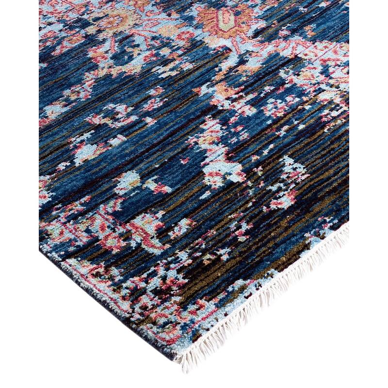 Ikat One-of-a-Kind Handmade Area Rug, Blue - 8' 1" x 9' 10"