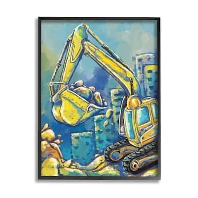 Stupell Bulldozer Construction Painting Framed Giclee Art Design by Nidhi Wadhwa