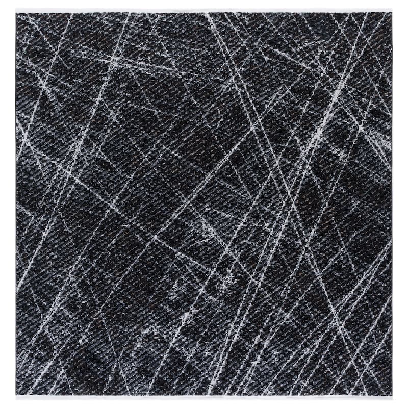 SAFAVIEH Mila Clydie Modern & Contemporary Rug - 6'7" Square - Black/Beige Ivory