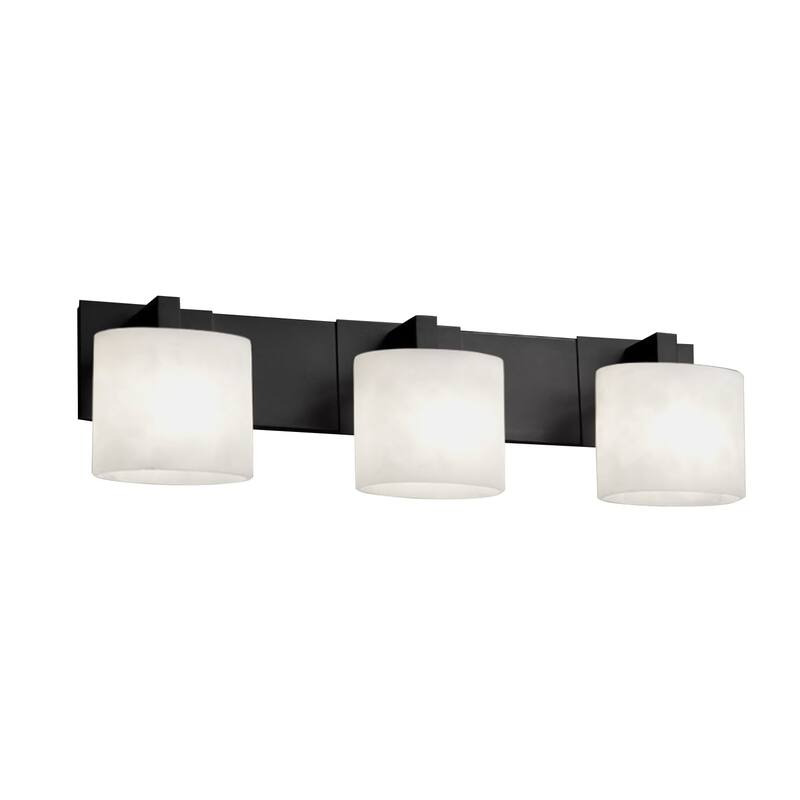 Justice Design Fusion Modular 3-light Matte Black Bath Bar, Opal Oval Shade - Matte Black, Opal