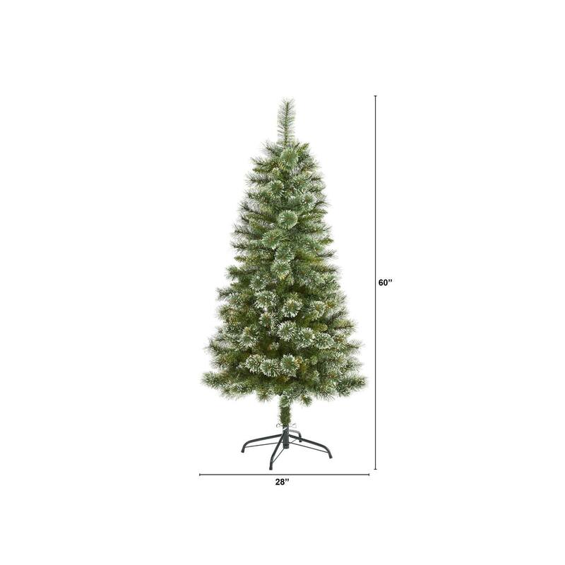 5ft. Slim Snow Tip Pine Artificial Christmas Tree with 298 Branches - Compact Seasonal Holiday X-Mas Tree