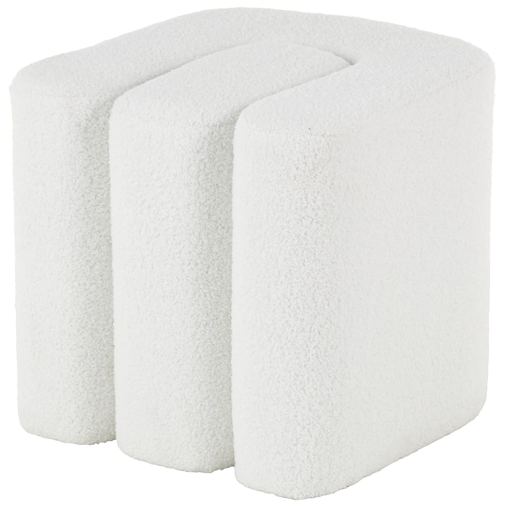 Polyester W-Shaped Ottoman with Connected Arches - White, Gray or Copper - Roche River Decor
