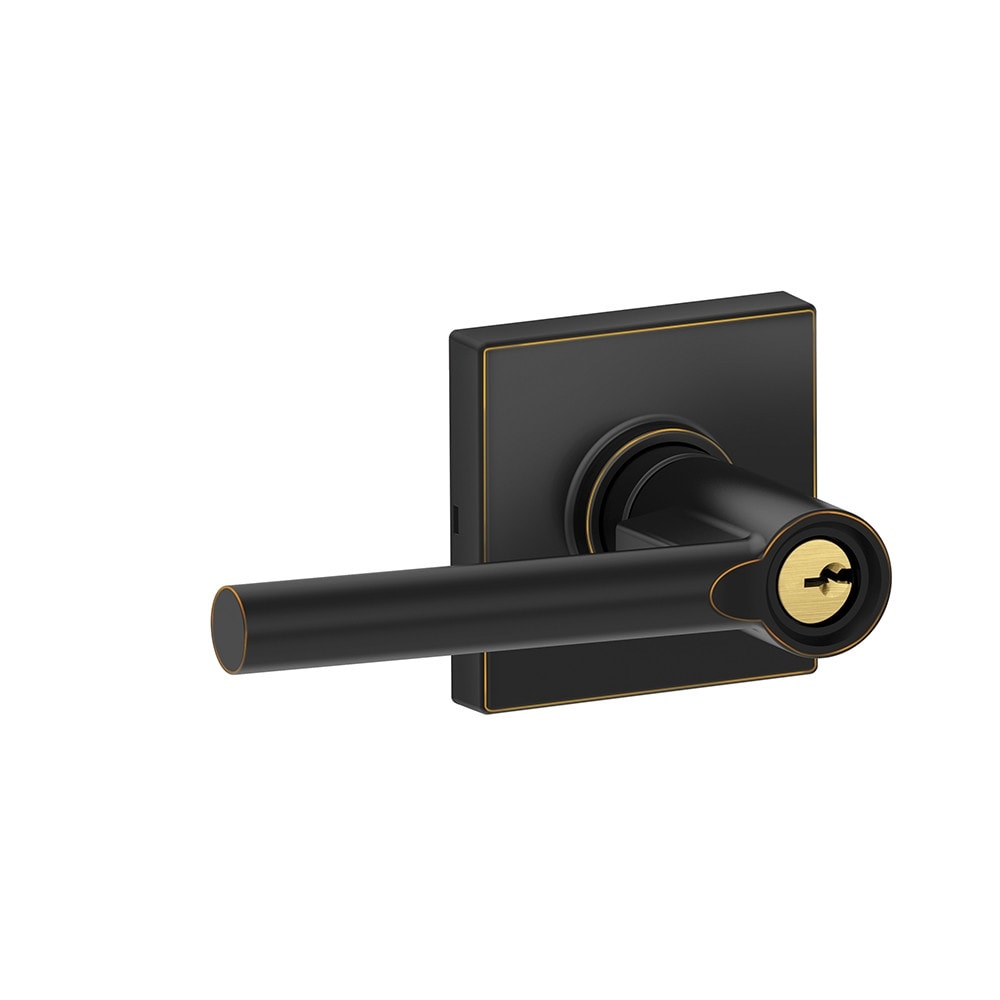 Schlage J54 Brw Col Brentwood Single Cylinder Keyed Entry Door Lever Set With Decorative Colton Trim