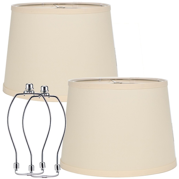 LIGHTACCENTS Light Beige Drum Lamp Shades Set of 2 Natural Linen Fabric for Floor Table or Head Lamp 10 Top x 12 Bottom x 9 High with