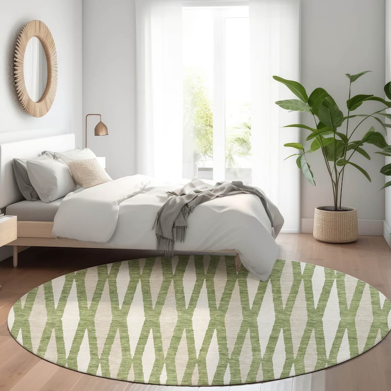 Premium Washable Super Soft Modern Kris Mayfield Rug - Green - 8' x 8'