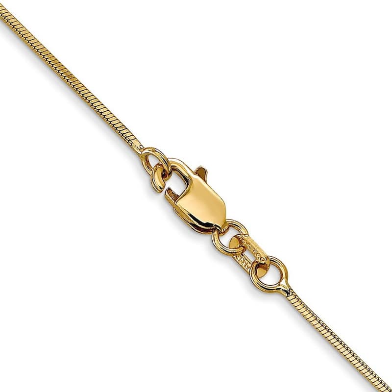 Curata 14k Yellow Gold Solid 1.00mm Octagonal Snake Chain Ankle Bracelet (Lobster-claw)
