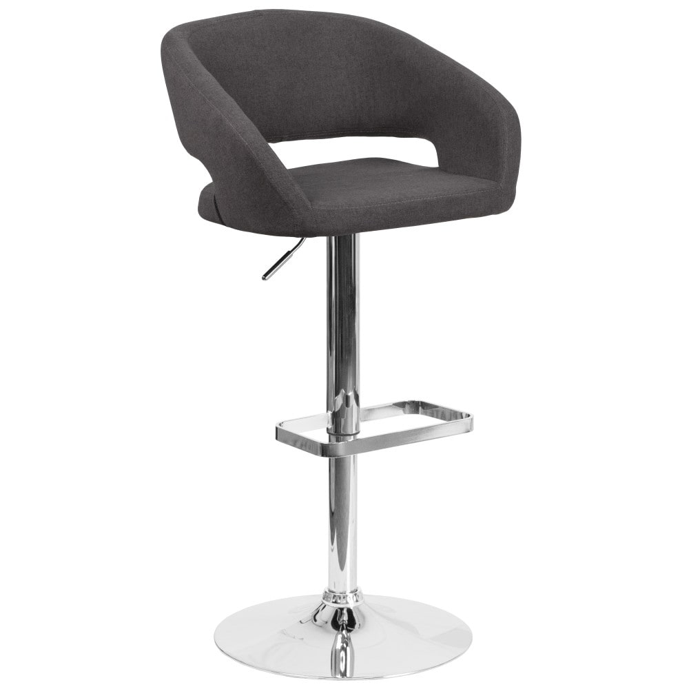 Vinyl Adjustable Height Barstool with Rounded Mid-Back