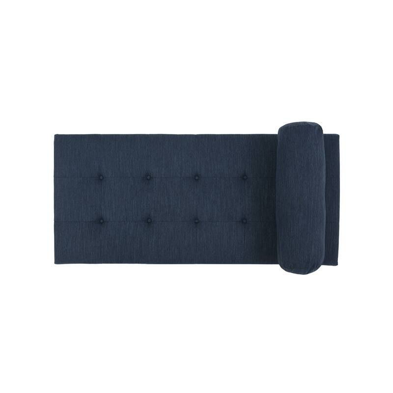 Upholstery Chaise Lounge with Rolled Pillow and Wood Frame