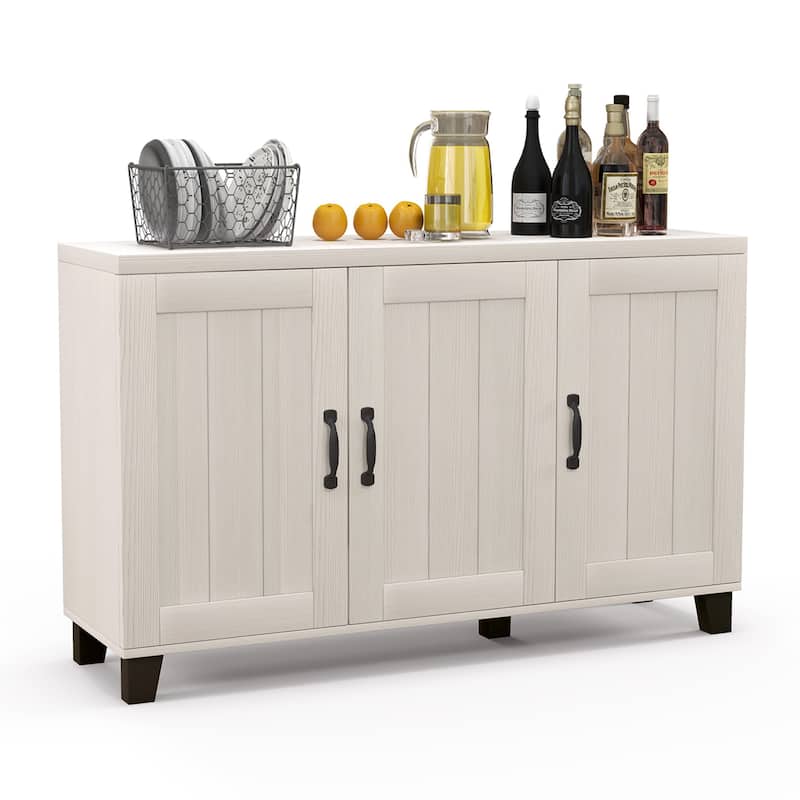 Costway 3-Door Buffet Sideboard Storage Credenza Cabinet Console - White Wash