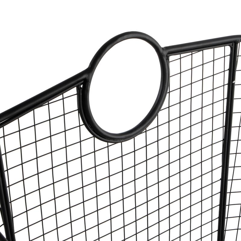 Gold Metal Wire Grid Storage Basket with Curved Edges Ring Handles