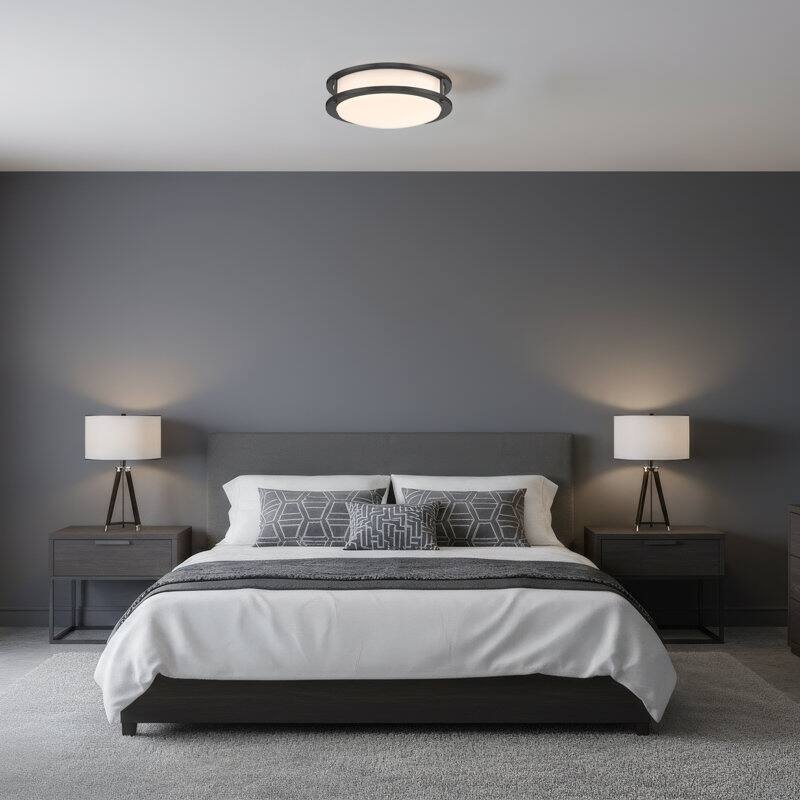Designers Fountain DC Series 12 in. Modern Brushed Nickel Selectable 5 CCT Integrated LED Flush Mount for Bedrooms - Medium