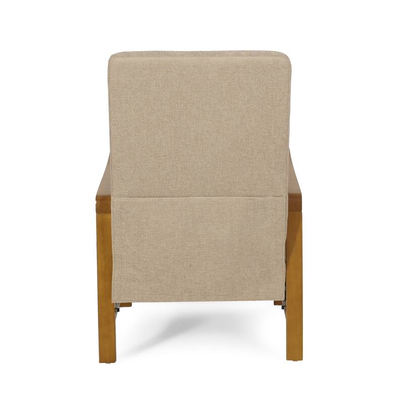 Small Wood Frame Recliner Club Chair with Retractable Footrest Living Room Lounge Armchair Upholstered Reading Chair for Bedroom