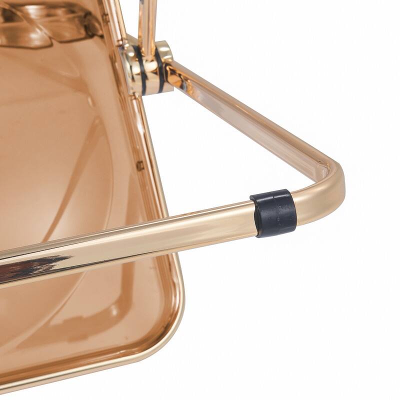 Lawrence Modern Foldable Transparent Acrylic Folding Dining Chair with Accent Gold Chrome Frame for Home Living and Dining Room