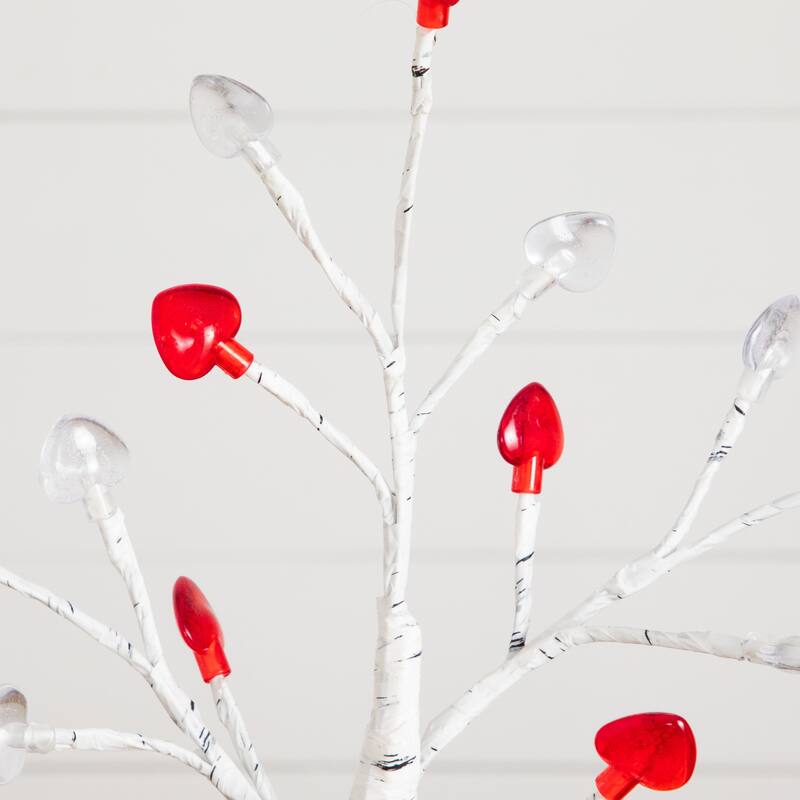 2-ft Pre-Lit Valentine's Day Twig Tree with 24 Red & White Lights