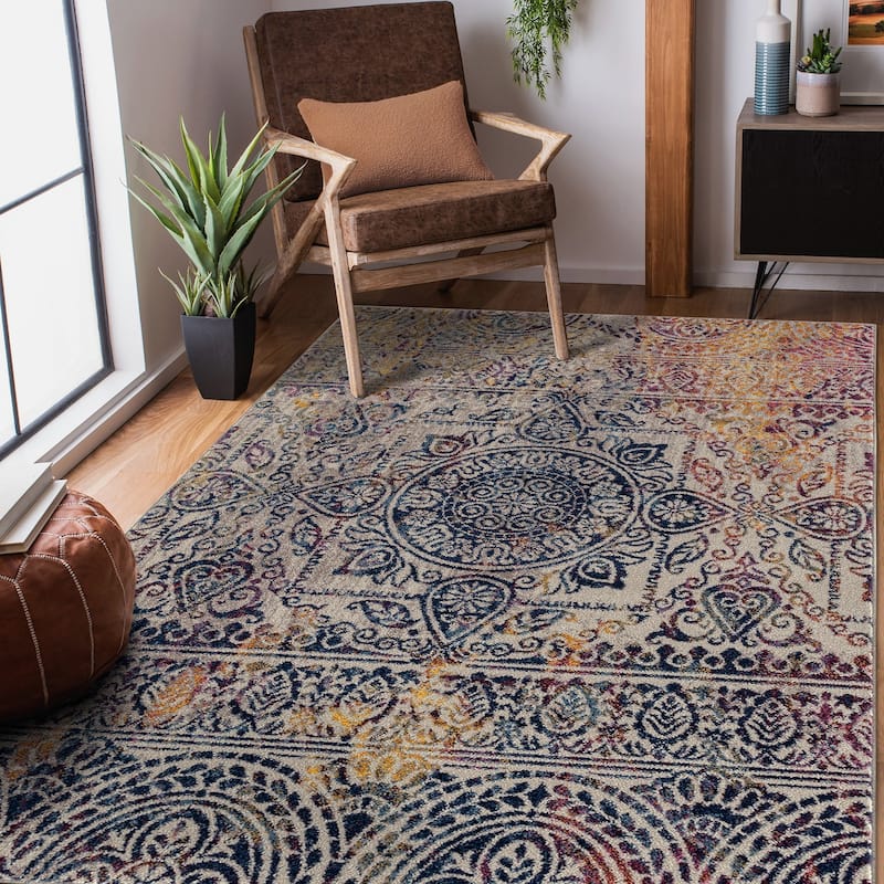 Manhattan Burke Tribal Multi-Colored Runner Rug - 5'3" x 7'6" - Multi-colored