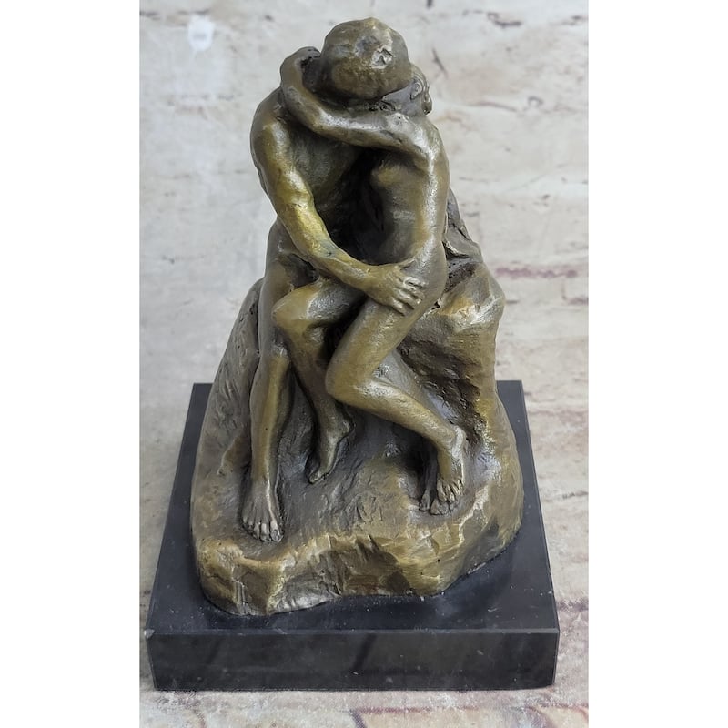 Signed Rodin Kiss Romance Love Lovers Bronze Marble Sculpture Statue Home Decor