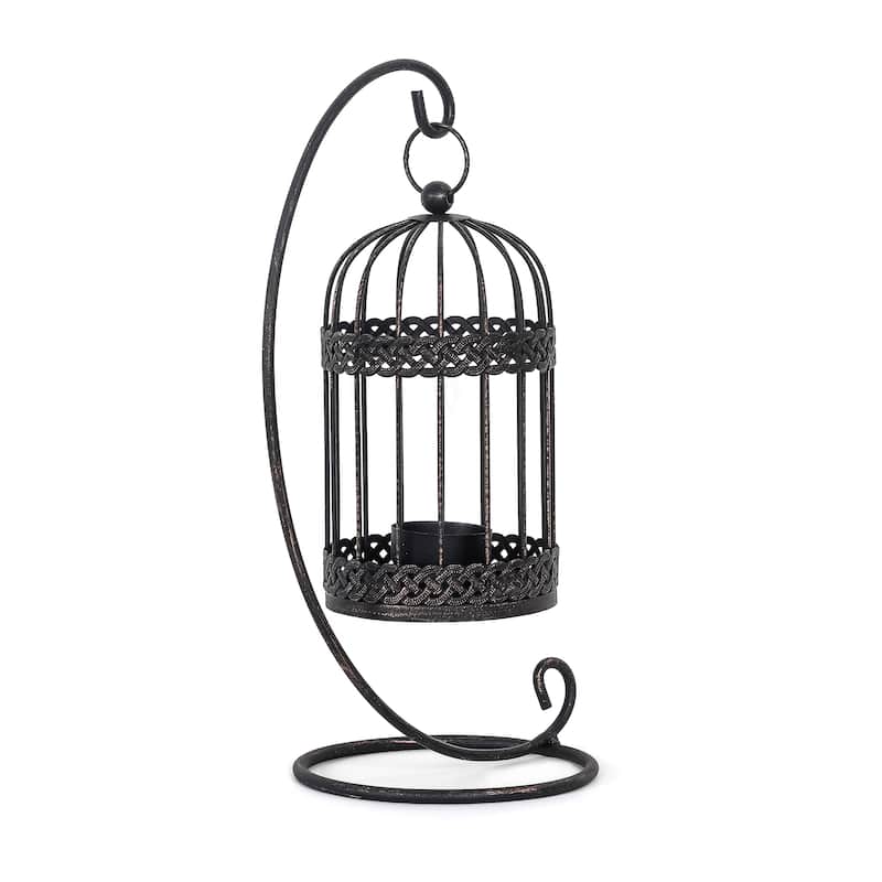 Adeco Birdcage Style Hanging Candle Holder Stand Vintage Lantern