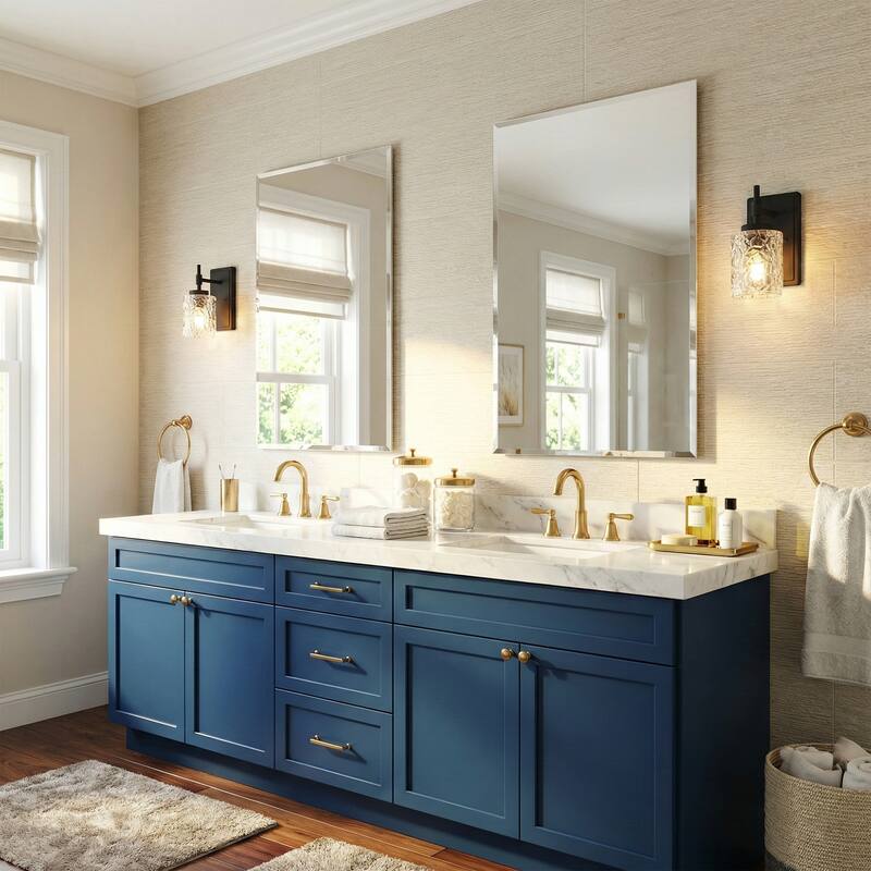 Acroma Single Light Wall Sconce with Water Ripple Glass Shade