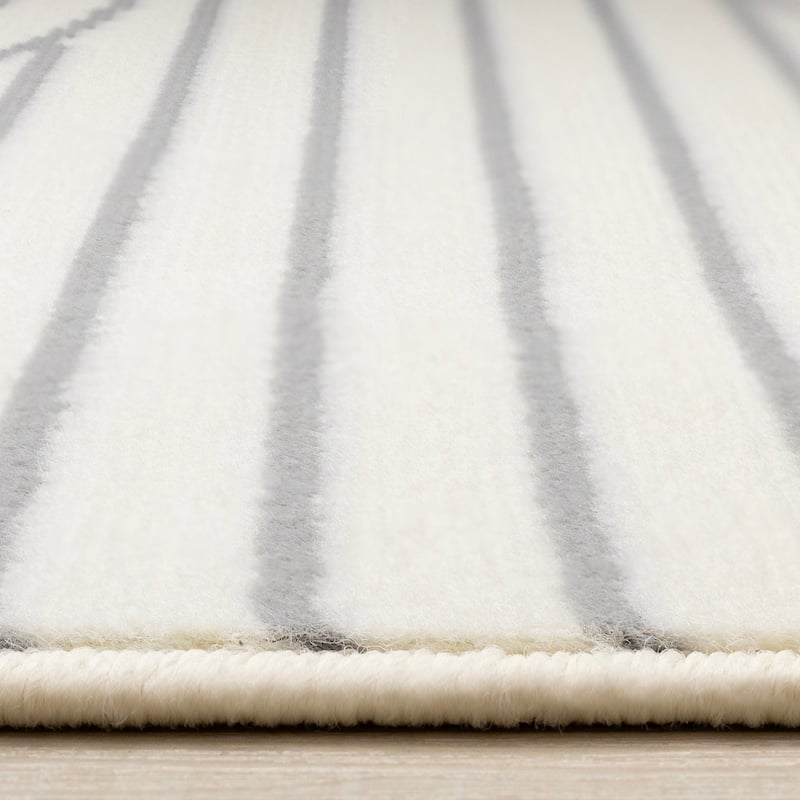 Forte White Grey Curved Arches Indoor Area Rug