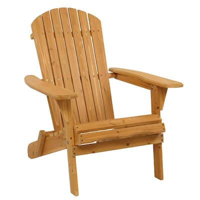 2 PCS Solid Wood Folding Adirondack Chair Teak Color