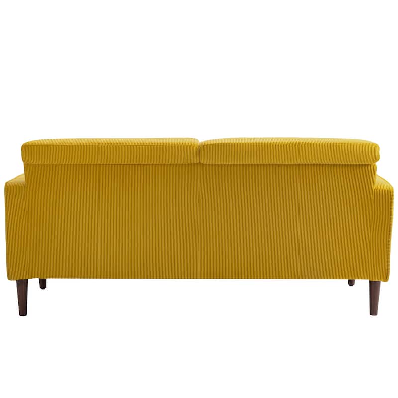 Modern Corduroy Upholstered 2 Seater Sofa with Bolster Pillows