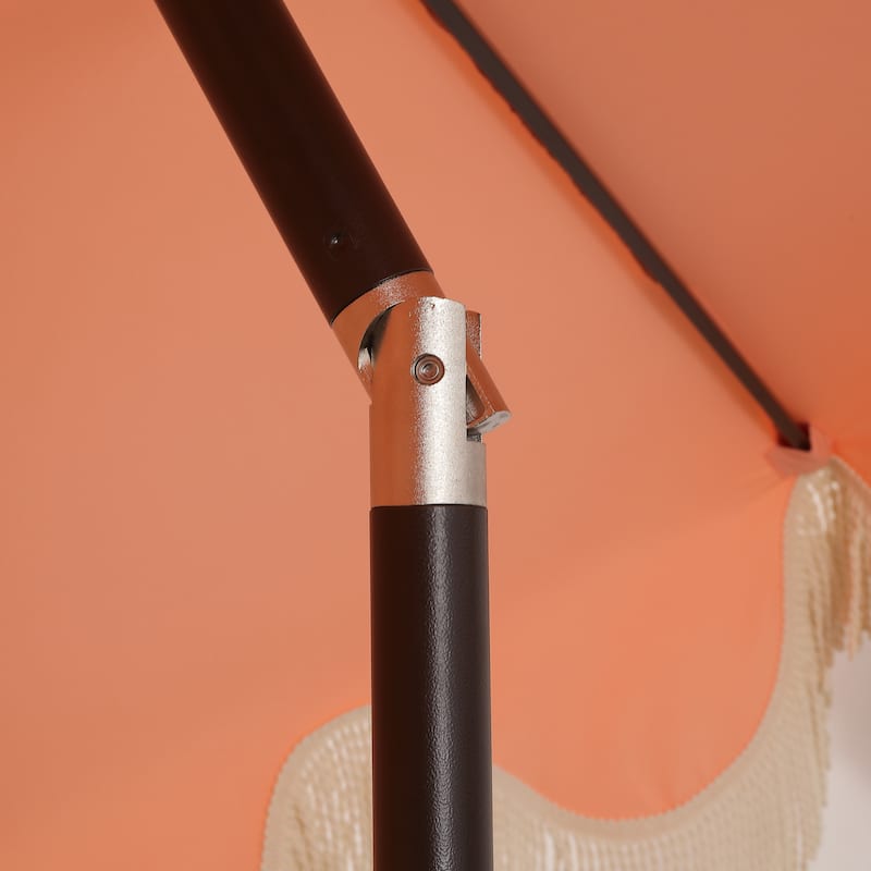 9ft Tassel Patio Umbrella Auto-Tilt, Crank , by JONATHAN Y