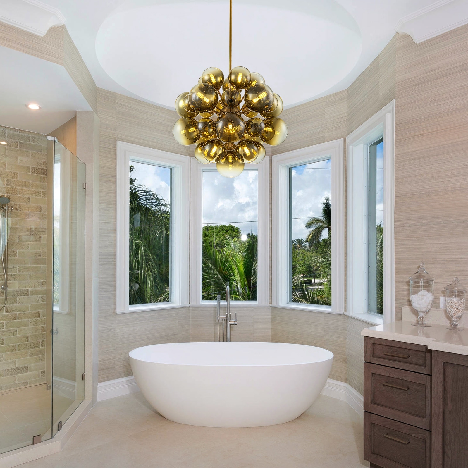 21-Light Modern Large Sputnik Cluster Glass Bubble Chandelier