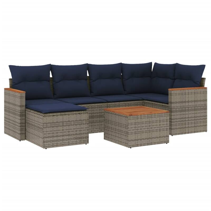 vidaXL Patio Sofa Set with Cushions Outdoor Conversation Furniture Poly Rattan - 24.4x 24.4x 27.2