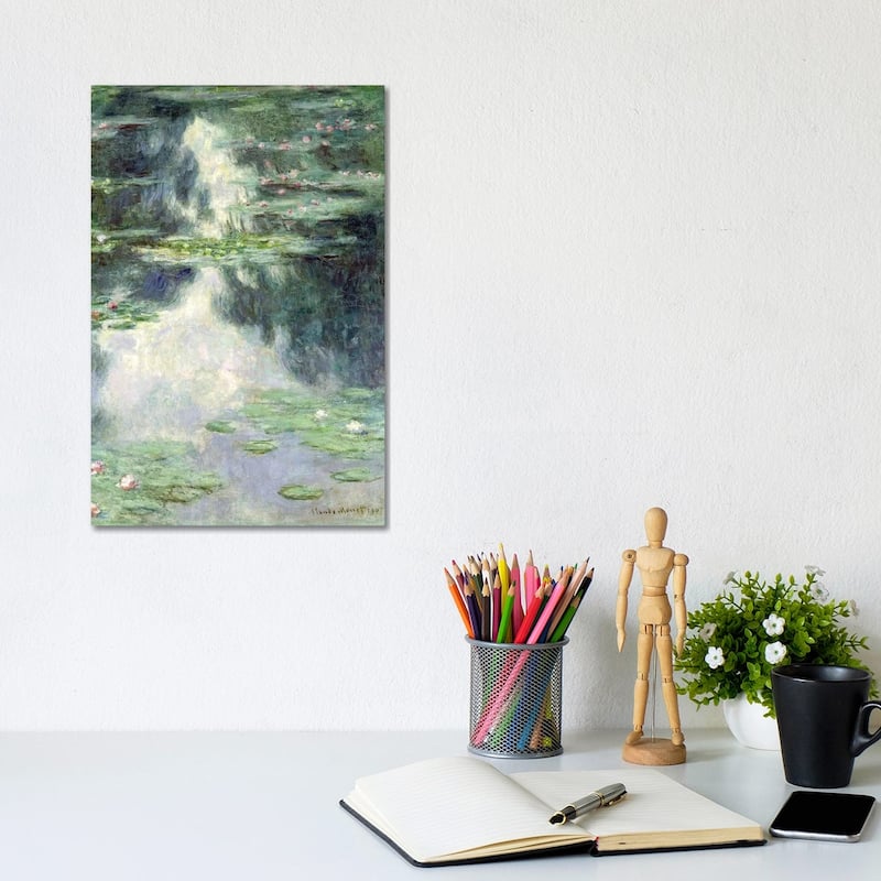 iCanvas "Pond with Water Lilies, 1907 " by Claude Monet Canvas Print - 12x8x0.75