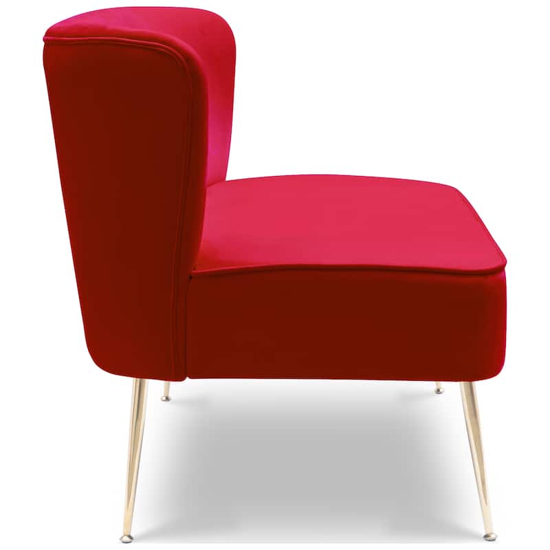 Farrah Upholstered Velvet Polyester 46" Wide Loveseat - Armless/ Scalloped Back