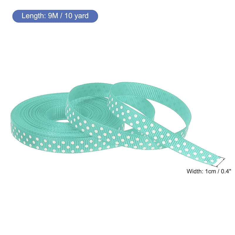 Grosgrain Ribbons with Dots Ribbon Bow Decoration - Pale Dull Green - 10 Yards 3/8 Inch