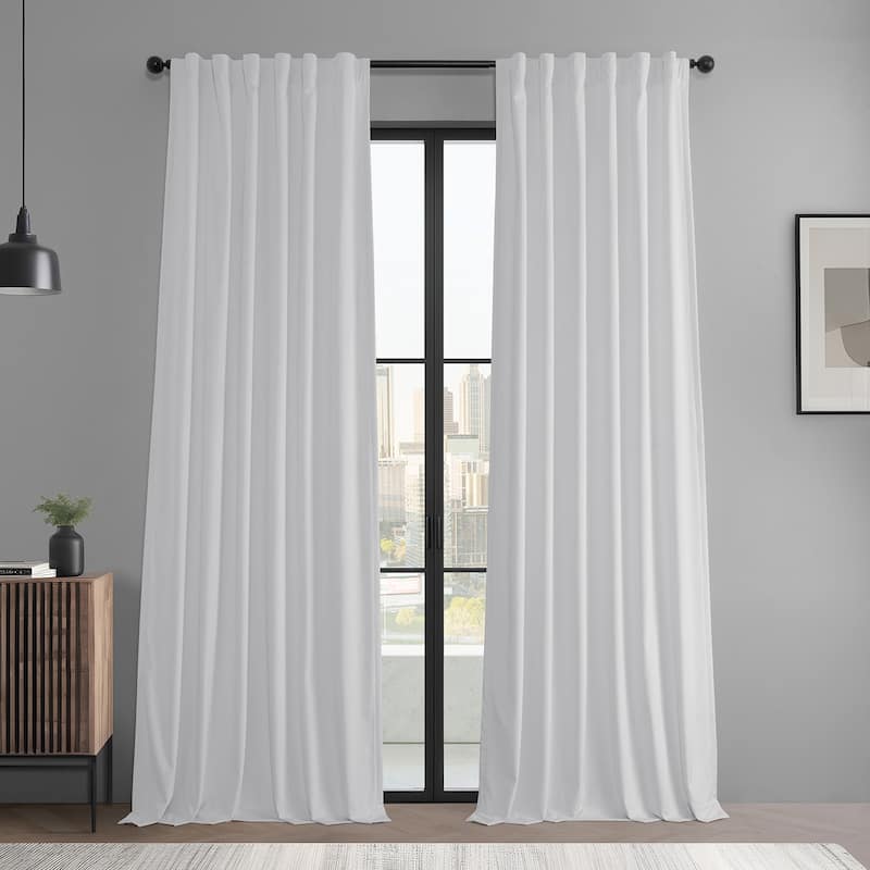 Exclusive Fabrics Basic Deluxe Velvet Room Darkening Curtain Pair - 2 Panels Window Curtains - White - 50 X 108