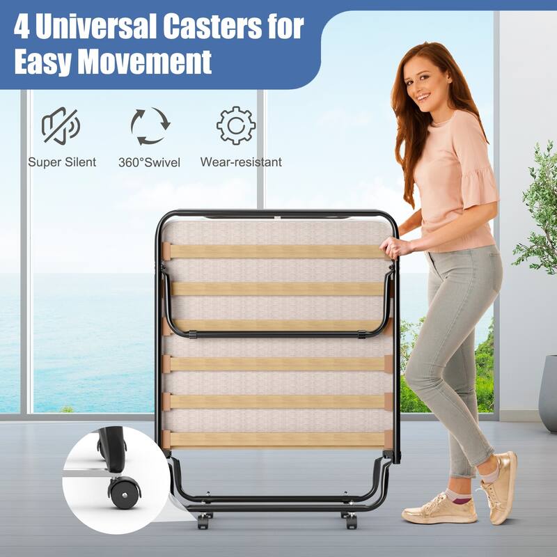 Portable Folding Bed with Memory Foam Mattress and Sturdy Metal Frame
