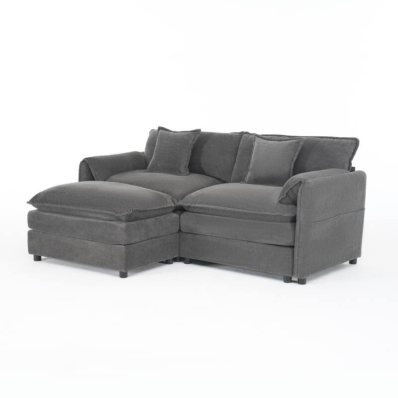 Modular Sofa DIY Combination Sofa for Living Room, Chenille Sectional Sofa Deep Seat Couch Set with Ottoman