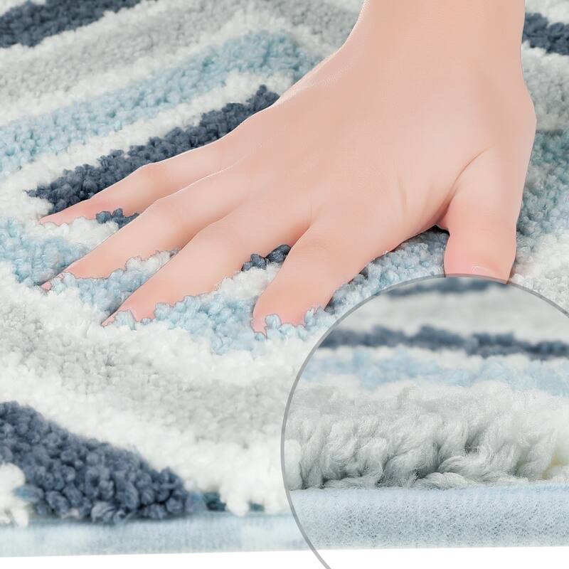 Geometric Pattern Bathroom Rugs Bath Mats, Quick Dry and Non Slip Bath Mat for Shower Bathroom