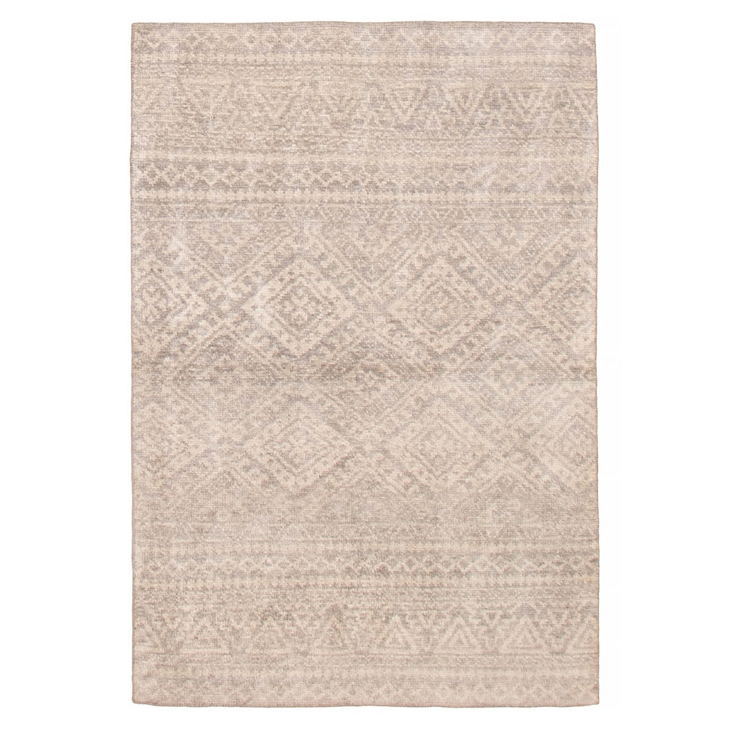 ECARPETGALLERY Hand-knotted Tangier Light Grey Silk Rug - 5'0 x 7'7