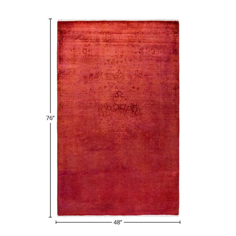 Fine Vibrance, One-of-a-Kind Hand-Knotted Area Rug - Orange, 4' 0" x 6' 4" - 4' 0" x 6' 4"